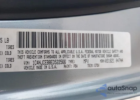 2014 Jeep Compass Latitude из США, поврежденный, VIN 1C4NJCEB8ED522566